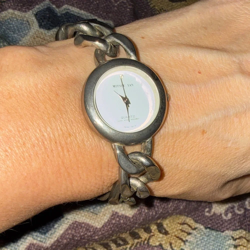 Silver Women's Watch Mitzou Yan vintage 80’s silver chunky chain ⛓️‍💥